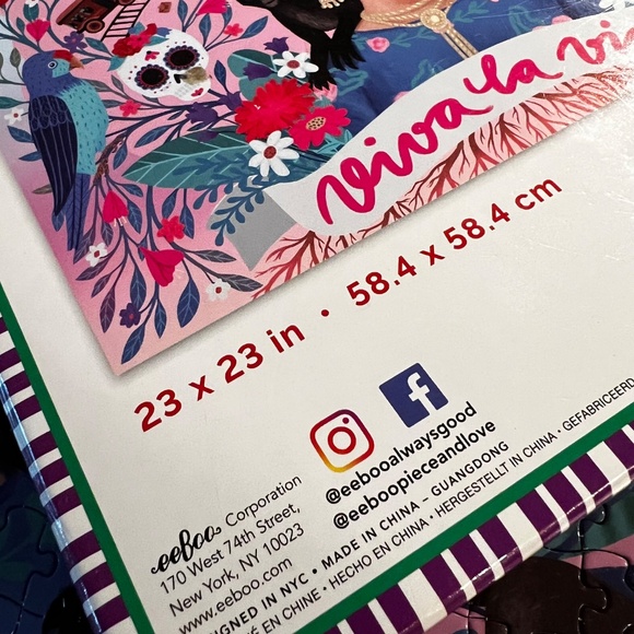 EUC [eeBoo] Viva La Vida Puzzle <1000 Piece & Love> Frida Kahlo Jigsaw + Poster - Picture 7 of 16